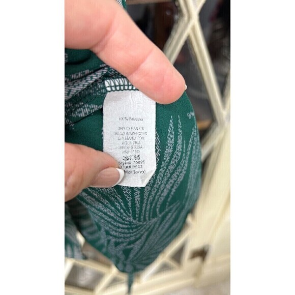 Audrey 3 1 Womens Size Medium Green Dress Wrap Sheer Tropical Flutter Sleeves U4 - Picture 12 of 12